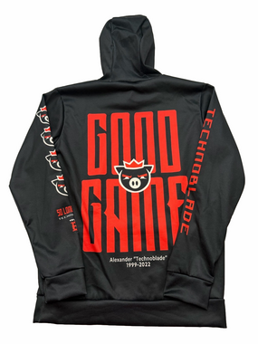 Good Game Black Polyester Hoodie Men XS Black Red